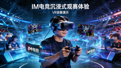 IM电竞沉浸式观赛体验VR设备演示，用户佩戴头显观看第一视角比赛