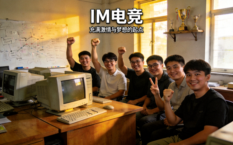 IM电竞团队早期工作环境与初创成员合影 - 充满激情与梦想的起点