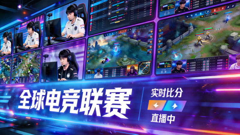 全球电竞赛事直播画面 - 多屏幕同时观看